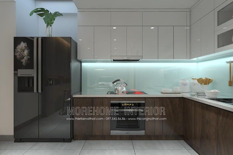 Mẫu tủ bếp gỗ công nghiệp rất phù hợp với điều kiện kinh tế của nhiều hộ gia đình người Việt. Liên hệ Morehome để được báo giá và sản xuất theo yêu cầu của bạn nhé