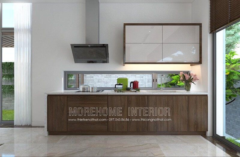 Sản xuất tủ bếp gỗ óc chó|gỗ tự nhiên|đẹp|chất lượng} với mọi phong cách luôn là thế mạnh tại Morehome.